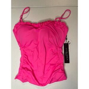 La Blanca Women's Island Goddess Ruffled Bandeau Tankini Swimsuit Top, 8